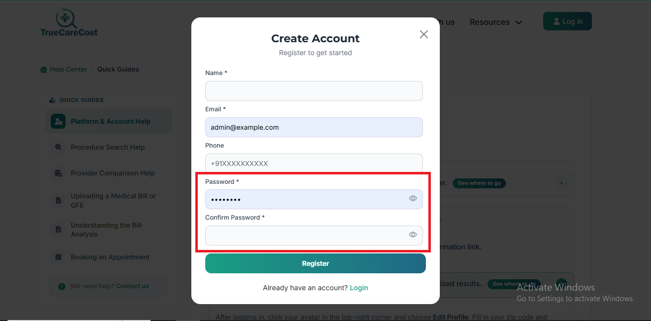 Sign Up screen